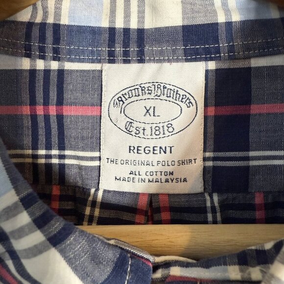Brooks Brothers Plaid Regent Button Down Shirt Men's XL Blue White Preppy Casual - Picture 7 of 13